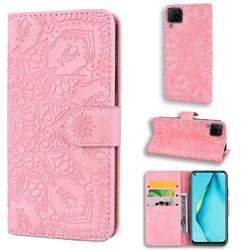 Retro Embossing Mandala Flower Leather Wallet Case for Huawei P40 Lite - Pink