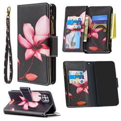 Lotus Flower Binfen Color BF03 Retro Zipper Leather Wallet Phone Case for Huawei P40 Lite