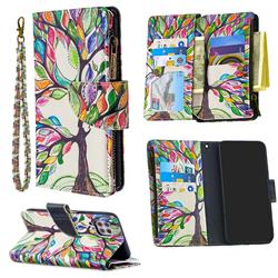 The Tree of Life Binfen Color BF03 Retro Zipper Leather Wallet Phone Case for Huawei P40 Lite