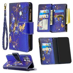 Purple Butterfly Binfen Color BF03 Retro Zipper Leather Wallet Phone Case for Huawei P40 Lite