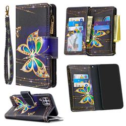 Golden Shining Butterfly Binfen Color BF03 Retro Zipper Leather Wallet Phone Case for Huawei P40 Lite
