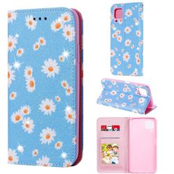 Ultra Slim Daisy Sparkle Glitter Powder Magnetic Leather Wallet Case for Huawei P40 Lite - Blue