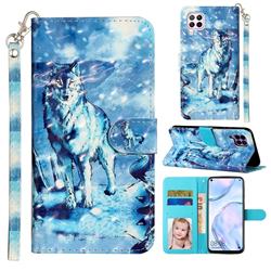 Snow Wolf 3D Leather Phone Holster Wallet Case for Huawei P40 Lite