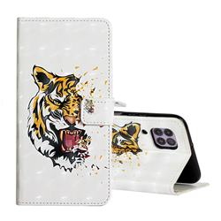 Toothed Tiger 3D Painted Leather Phone Wallet Case for Huawei P40 Lite