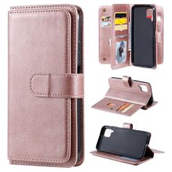 Multi-function Ten Card Slots and Photo Frame PU Leather Wallet Phone Case Cover for Huawei P40 Lite - Rose Gold