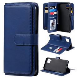 Multi-function Ten Card Slots and Photo Frame PU Leather Wallet Phone Case Cover for Huawei P40 Lite - Dark Blue