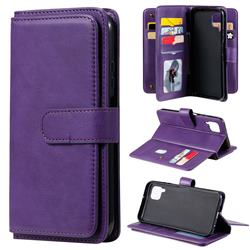 Multi-function Ten Card Slots and Photo Frame PU Leather Wallet Phone Case Cover for Huawei P40 Lite - Violet