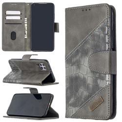 BinfenColor BF04 Color Block Stitching Crocodile Leather Case Cover for Huawei P40 Lite - Gray