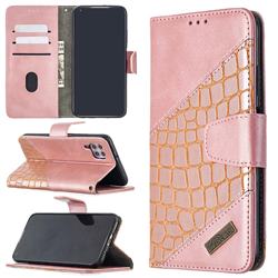 BinfenColor BF04 Color Block Stitching Crocodile Leather Case Cover for Huawei P40 Lite - Rose Gold