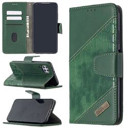 BinfenColor BF04 Color Block Stitching Crocodile Leather Case Cover for Huawei P40 Lite - Green