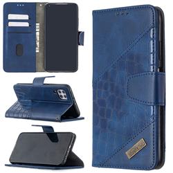 BinfenColor BF04 Color Block Stitching Crocodile Leather Case Cover for Huawei P40 Lite - Blue