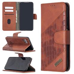 BinfenColor BF04 Color Block Stitching Crocodile Leather Case Cover for Huawei P40 Lite - Brown