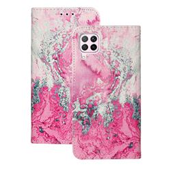 Pink Seawater PU Leather Wallet Case for Huawei P40 Lite