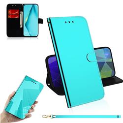 Shining Mirror Like Surface Leather Wallet Case for Huawei P40 Lite - Mint Green