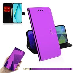 Shining Mirror Like Surface Leather Wallet Case for Huawei P40 Lite - Purple
