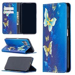 Gold Butterfly Slim Magnetic Attraction Wallet Flip Cover for Huawei P40 Lite