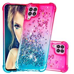 Rainbow Gradient Liquid Glitter Quicksand Sequins Phone Case for Huawei P40 Lite - Pink Blue