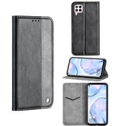 Classic Business Ultra Slim Magnetic Sucking Stitching Flip Cover for Huawei P40 Lite - Silver Gray