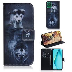 Wolf and Dog PU Leather Wallet Case for Huawei P40 Lite