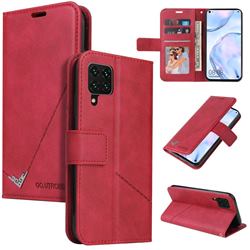 GQ.UTROBE Right Angle Silver Pendant Leather Wallet Phone Case for Huawei P40 Lite - Red