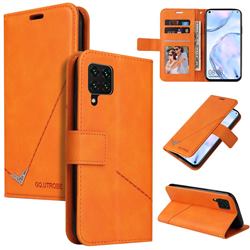 GQ.UTROBE Right Angle Silver Pendant Leather Wallet Phone Case for Huawei P40 Lite - Orange