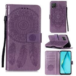 Embossing Dream Catcher Mandala Flower Leather Wallet Case for Huawei P40 Lite - Purple