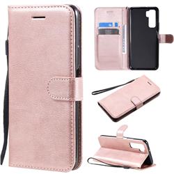 Retro Greek Classic Smooth PU Leather Wallet Phone Case for Huawei P40 Lite 5G - Rose Gold