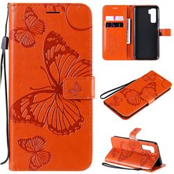 Embossing 3D Butterfly Leather Wallet Case for Huawei P40 Lite 5G - Orange