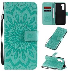 Embossing Sunflower Leather Wallet Case for Huawei P40 Lite 5G - Green