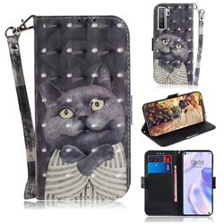 Cat Embrace 3D Painted Leather Wallet Phone Case for Huawei P40 Lite 5G