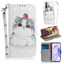 Cute Tomato Cat 3D Painted Leather Wallet Phone Case for Huawei P40 Lite 5G