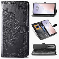 Embossing Imprint Mandala Flower Leather Wallet Case for Huawei P40 Lite 5G - Black