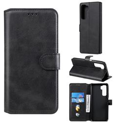Retro Calf Matte Leather Wallet Phone Case for Huawei P40 Lite 5G - Black