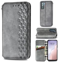 Ultra Slim Fashion Business Card Magnetic Automatic Suction Leather Flip Cover for Huawei P40 Lite 5G - Grey