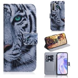 White Tiger PU Leather Wallet Case for Huawei P40 Lite 5G