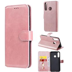 Retro Calf Matte Leather Wallet Phone Case for Huawei P40 Lite E - Pink