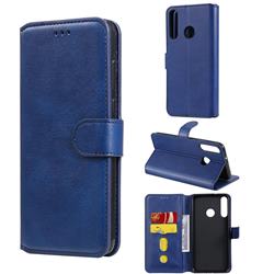 Retro Calf Matte Leather Wallet Phone Case for Huawei P40 Lite E - Blue