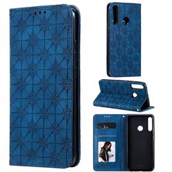 Intricate Embossing Four Leaf Clover Leather Wallet Case for Huawei P40 Lite E - Dark Blue
