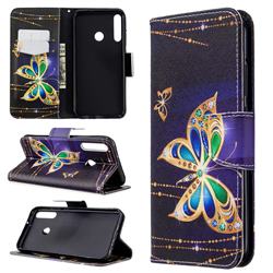 Golden Shining Butterfly Leather Wallet Case for Huawei P40 Lite E