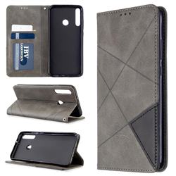 Prismatic Slim Magnetic Sucking Stitching Wallet Flip Cover for Huawei P40 Lite E - Gray