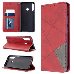 Prismatic Slim Magnetic Sucking Stitching Wallet Flip Cover for Huawei P40 Lite E - Red