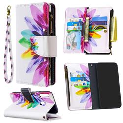 Seven-color Flowers Binfen Color BF03 Retro Zipper Leather Wallet Phone Case for Huawei P40 Lite E