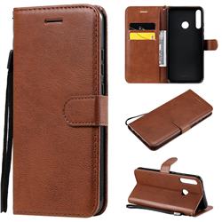 Retro Greek Classic Smooth PU Leather Wallet Phone Case for Huawei P40 Lite E - Brown