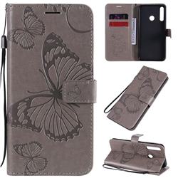 Embossing 3D Butterfly Leather Wallet Case for Huawei P40 Lite E - Gray
