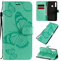 Embossing 3D Butterfly Leather Wallet Case for Huawei P40 Lite E - Green