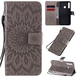 Embossing Sunflower Leather Wallet Case for Huawei P40 Lite E - Gray