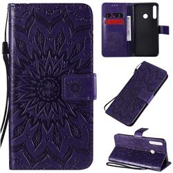 Embossing Sunflower Leather Wallet Case for Huawei P40 Lite E - Purple