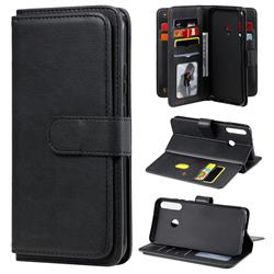 Multi-function Ten Card Slots and Photo Frame PU Leather Wallet Phone Case Cover for Huawei P40 Lite E - Black