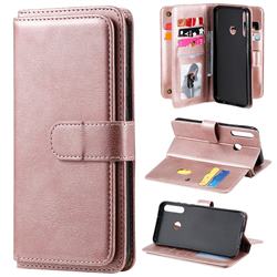 Multi-function Ten Card Slots and Photo Frame PU Leather Wallet Phone Case Cover for Huawei P40 Lite E - Rose Gold