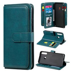 Multi-function Ten Card Slots and Photo Frame PU Leather Wallet Phone Case Cover for Huawei P40 Lite E - Dark Green